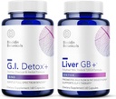 Biocidin G.I. Detox+ Gentle Binder & Liver GB+ Gallbladder Liver Support - Help Optimize Toxin Removal & Fat Digestion - Activated Charcoal, Zeolite, TUDCA & Bitter Herbs (2 Products)