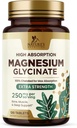 Magnesium (Glycinate) - Magnesium Supplement for Heart Health, Nerve, Muscle, Bone, and Sleep Support - 100% Chelated & High Absorption - 250 mg per Serving - Gluten Free, Vegan, Non-GMO - 120 Count