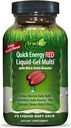 Irwin Naturals Quick Energy RED Liquid-Gel Multi with Nitric Oxide Booster - 72 Liquid Softgels - with Nitric Oxide Booster, Turmeric, Brown Kelp, Maca & Beet Root