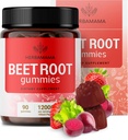 HERBAMAMA Beet Root Gummies - 12000mg Red Beets with Black Pepper Extract for Overall Support - Vegan, Non-GMO Antioxidant Supplement - 90 Pectin-Based Strawberry-Flavored Chews
