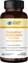 Vitamin World Turmeric Curcumin 1000mg, BioPerine Black Pepper Extract for Better Absorption, 95% Curcuminoids, Turmeric Supplement for Antioxidant & Joint Support, Gluten-Free, 60 Capsules