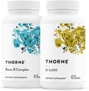 THORNE - Basic B Complex (60 Capsules) & Vitamin D-5000 (60 Capsules) Bundle - Supports Cellular Energy Production, Brain Health & Healthy Bones - Gluten, Dairy & Soy-Free