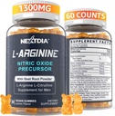 Sugar Free L Arginine Nitric Oxide Gummies 1300mg for Men & Women with L Citrulline, Beet Root, B3 | L Arginine L Citrulline Supplements | Vegan, 60 Counts