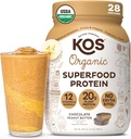KOS Organic Plant Based Protein Powder, Chocolate Peanut Butter - Delicious Vegan Protein Powder Meal Replacement - Keto Friendly, Gluten Free, Dairy Free & Soy Free - 2.4 lbs, 28 Servings