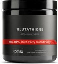 Toniiq Ultra High Strength Glutathione Capsules - 1000mg Concentrated Formula - 98%+ Highly Purified and Bioavailable - Non-GMO Fermentation - 60 Capsules Reduced Glutathione Supplement