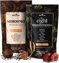 KIKI Green 8 Mushrooms & Shroomo Powder Bundle - Adaptogenic Mushroom Complex & Mushroom Coffee Alternative for Focus, Energy, Clarity - Vegan Mushroom Supplements for Coffee, Smoothies, Tea