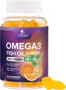 Omega 3 Fish Oil Gummies - Heart Health Support Omega 3 Gummy Supplement for Adults & Kids with High Absorption DHA & EPA, Joint & Brain Support, Delicious Orange Flavor Fish Oil Vitamins, 120 Gummies