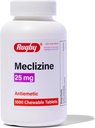 Rugby Meclizine Chewable Tablets 25mg - Anti-Nausea Support Helps with Symptoms of Motion Sickness - 1,000 Count