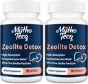 2300 MG Zeolite Detox Capsules - Activated Charcoal & Bentonite Clay, Highly Absorbable Full Body, Liver & Gut Cleanse, Zeolite Clinoptilolite（180 Capsules）