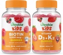 Lifeable Biotin Kids + Vitamin D3 + Vitamin K2 Kids, Gummies Bundle - Great Tasting, Vitamin Supplement, Gluten Free, GMO Free, Chewable Gummy