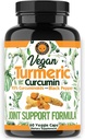 Vegan Turmeric Curcumin with Black Pepper Extract (60 Veggie Capsules-2 Month Supply), 95% Curcuminoids - All Natural Powerful Antioxidant for Joint Support and Relief (1-Bottle)
