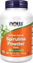 NOW Foods Supplements, Certified Organic, Spirulina Powder, Rich in Beta-Carotene (Vitamin A) and B-12 with naturally occurring GLA & Chlorophyll, 4-Ounce