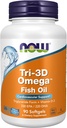 NOW Foods Supplements, Tri-3D Omega™, Triglyceride Form of Omega-3 Fish Oil + Vitamin D-3, Molecularly Distilled, 90 Softgels
