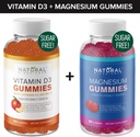 Sugar Free Vitamin D3 K2 Gummies (60 Gummies) and Sugar Free Extra Strength Magnesium Gummies (60 Gummies), Vitamin D3 Gummies 5000 IU+K2 MK7 80 mcg, Magnesium Citrate Gummies 500 mg