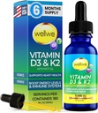 Vitamin D3 K2 Liquid Drops - Vegan Vitamin D3 5000 IU, Vitamin D Drops Adult, No Fillers, Non-GMO, No Taste, Liquid Vitamin d3 with k2 Supplement to Boost Energy Levels, Mood, Immune System, 1 fl oz