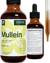 Mullein Leaf 4 fl oz Liquid Extract - Natural Lung Cleanse & Detox Supplement - Respiratory Health and Immune Support Tincture - Family Size - High Potency Drops - 90-Day Supply