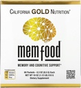 California Gold Nutrition MEM Food, Memory & Cognitive Support with MEM Blend, L-Serine, Organic Lion's Mane and Blueberry Juice Powder, 60 Packets, 0.3 oz (8.5 g) Each