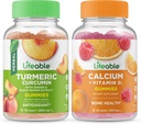 Lifeable Turmeric Curcumin + Calcium with Vitamin D, Gummies Bundle - Great Tasting, Vitamin Supplement, Gluten Free, GMO Free, Chewable Gummy
