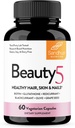 Sandhu's Beauty5 Capsules|60 Vegetarian Capsules| 30 Servings|Skincare Supplement| Supplement for Hair, Skin & Nail- Supports Collagen Synthesis| Keto & Vegan Friendly
