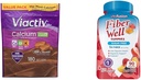 Viactiv Calcium Plus Vitamin D Supplement Soft Chews, Brown, Milk Chocolate, 180 Count & Vitafusion Fiber Well Sugar Free Fiber Supplement, Peach, Strawberry and BlackBerry Flavored