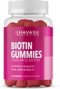5000mcg Biotin Gummies for Hair, Skin and Nails - Vegan Supplement for Women and Men - GLP-1 Nutritional Support to Promote Lucious Locks and Radiant Skin - Vitamin B7 - Strawberry Flavor, 90 Count