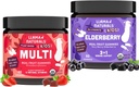 Llama Naturals Kids Multivitamin Gummies + Elderberry Gummies Bundle | No Added Sugar Cane | Vegan | Organic | 2 Bottles