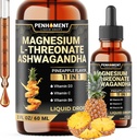 11in1 Magnesium L-Threonate Liquid Drops with Ashwagandha, Vitamin D3, Vitamin C, Vitamin B6, and 6 More - Brain Support - Pineapple Flavor - 2 FL OZ for Full 2-Month