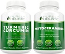 Organic Turmeric Curcumin 700mg & Bioperine + Phytoceramides Skin Therapy - Vegan Bundle - 120 + 60 Capsules - Made in USA
