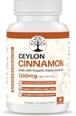 Ceylon Cinnamon - Certified Organic - Non-GMO - Gluten Free - Supports Healthy Metabolism - Antioxidant Benefits - Natural Energy Supplement - 60 Vegan Capsules
