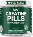 BOD Creatine Monohydrate Capsules – 45 Servings (4 Capsules = 5 g) – Ultra-Pure 200 Mesh Creatine Monohydrate – Strength, Power, Muscle Growth & Recovery