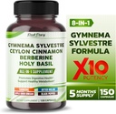All-in-1 Gymnema Sylvestre Ceylon Cinnamon Berberine1, High Potency s for Digestive Health & Metabolism Support - Made in The USA