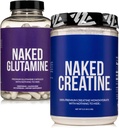 NAKED Pure Micronized Creatine Monohydrate 200 Servings + Pure L-Glutamine 240 Capsules Bundle: Vegan, Non-GMO, Gluten Free. Minimize Muscle Breakdown & Improve Protein Synthesis. Nothing Artificial