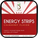 Natural Energy Strips – Cranberry Green Tea Caffeine with L-Theanine & Vitamin B12 – Fast Dissolving Oral Strips for Focus, Endurance & Energy – Vegan, Sugar-Free, 30 Count