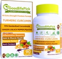 Premium Turmeric Capsules with Ginger and Black Pepper.Turmeric Supplement from Turmeric Curcumin 95% Curcuminoids & Ginger Root AllNatural NonGMO NO Rice Powder NO Stearate NO Silica NO Gluten 90ct