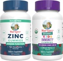 MaryRuth Organics Zinc (Tart Raspberry) & Kids Immunity Gummies (Mixed Berry) | Clean Label Project Verified® | Vitamins for Immunity & Overall Health and Wellness | Vegan, Non-GMO, No Gelatin