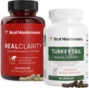 Real Mushrooms RealClarity (60ct) and Turkey Tail (90ct) Capsules Bundle - Mushroom Supplement for Mental Clarity, Focus & Immune Support - Vegan, Non-GMO, Verified Levels of Beta-Glucans