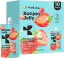 Hethstia Konjac Jelly Strawberry Flavor with Collagen Peptides – 10 Pouches Drinkable Strawberry Jello, 7 Kcal, 0 Sugar, Keto, Gluten-Free, Vitamin C Healthy Snacks & Food Gifts