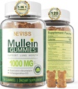 NEVISS Mullein Gummies for Lungs, Organic Mullein Leaf Extract 1000mg for Respiratory System with Quercetin & Bromelain, D3 for Digestive Support, Immune Booster, Sugar Free, Vegan, 120 Count