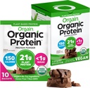 Orgain Organic Vegan Protein Powder, Creamy Chocolate Fudge - 21g Plant Protein, 6g Prebiotic Fiber, Low Carb, No Lactose Ingredients, No Added Sugar, Non-GMO, For Shakes & Smoothies, 10 Travel Packs