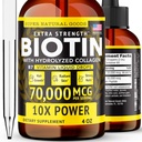 Super Natural Goods Liquid Biotin & Collagen 70,000mcg Hair Growth Vitamin Drops - Radiant Skin, Strong Nail Support - High Potency Hair Loss Supplement for Damaged Strands, for Men & Women (4oz)