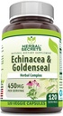 Herbal Secrets Echinacea & Goldenseal Root Supplement | 450 Mg Per Serving | Veggie Capsules | Non-GMO | Gluten-Free | Made in USA (120 Count)