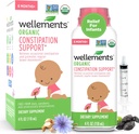 Wellements Organic Constipation Support for 6 Month+ Babies & Toddlers (4 Fl Oz) | USDA Certified & Gentle Constipation Relief* for Infants with No Harsh Laxatives with Dispenser