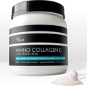 Amino Collagen C with Hyaluronic Acid (60 Servings _ 16oz _456g) - Non-GMO Marine Collagen Peptides - Hydrolyzed Powder - Unflavored - No Sugar - For Firm Skin, Hydration, Healthy Joints and Gut.