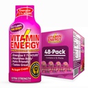 Vitamin Energy B12 11,000% Extra Strength Energy Shot Pink Berry 48 Pack, 260mg Natural Caffeine, B12 & B6, Nootropic Focus, Vitality, Zero Sugar, Gluten-Free, Vegan, Kosher, 1.93 fl oz