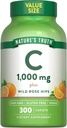 Nature's Truth Vitamin C 1000mg with Rose HIPS Caplets | 300 Count | Vegan, Non-GMO & Gluten Free Supplement
