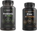 Zinc Supplement Complex with Copper and Vitamin C, Prebiotic Fiber Supplement 5-in-1 Capsules