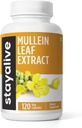 STAY ALIVE Mullein Leaf Extract 1000mg, 10:1 Extra Strength, 120 Vegan Mullein Capsules, All Natural, 100% Pure Leaves Powder, 2 Month Supply, Non-GMO and Gluten-Free Supplement