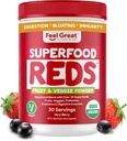 ​Feel Great Organic Superfood Reds Powder Packed with Beet Root Powder | Digestive Support Including Bloating Relief | Fruit and Veggie Polyphenols Supplement.