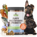 Strawfield Pets' Puppy Multivitamin + Probiotics for Dogs Puppy Vitamins with Joint Support Supplement for Dogs & Puppies Tasty Bacon Flavor 120 Soft Chews