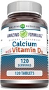 Amazing Formulas Calcium with Vitamin D3 Supplement | Tablets | Non-GMO | Gluten-Free | Made in USA (Pack of 1 | 120 Count)